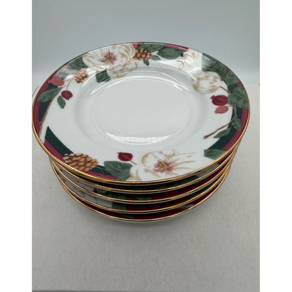Vintage Tienshan Magnolia Fine China 6" Bread & Butter Plates Set of 5